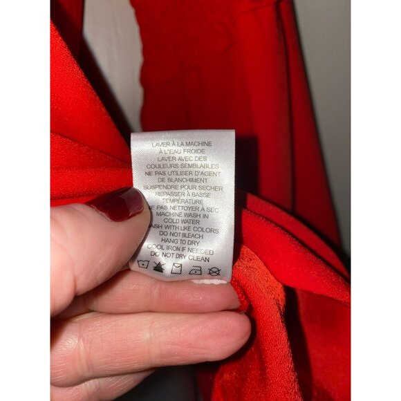 Amaryllis Red Long Bell Sleeve Smocked Blouse By Amaryllis  Size Small - Picture 4 of 8